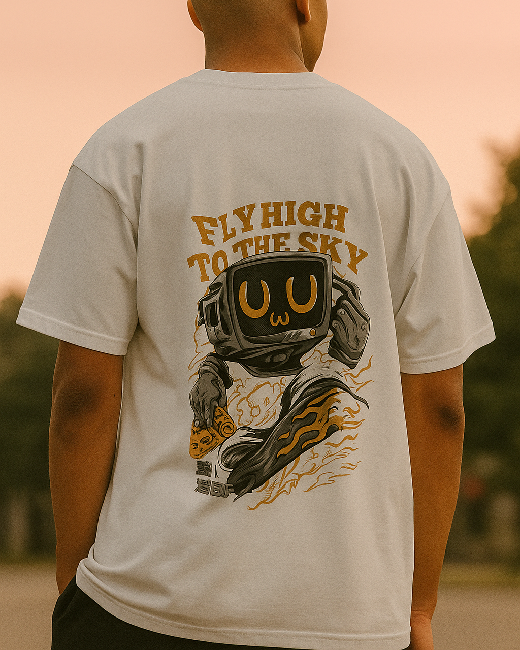“Fly High” Astronaut Oversized T-Shirt – 240 GSM | HAZE Studio - Haze Studio