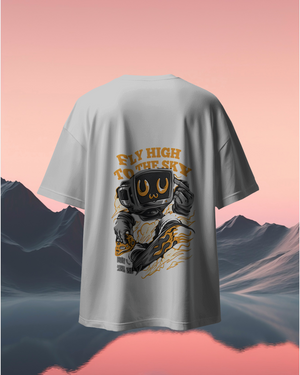 “Fly High” Astronaut Oversized T-Shirt – 240 GSM | HAZE Studio - Haze Studio